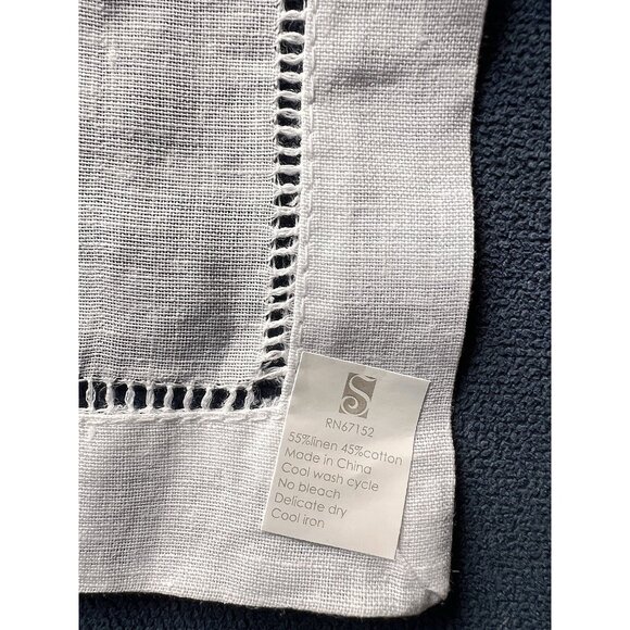 Set 8 Embroidered "B” Monogrammed White Cocktail Napkin Hemstitch Linen & Cotton - Picture 4 of 5